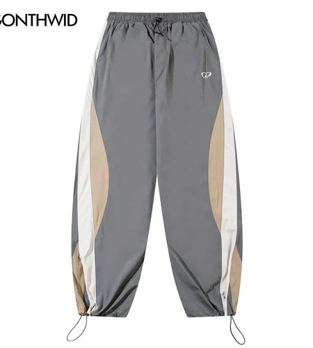 Vintage Sports Pants Y2K Patchwork Joggers Baggy Pants Streetwear 2024 Harajuku Hip Hop Loose Straight Thin Trousers Black Gray