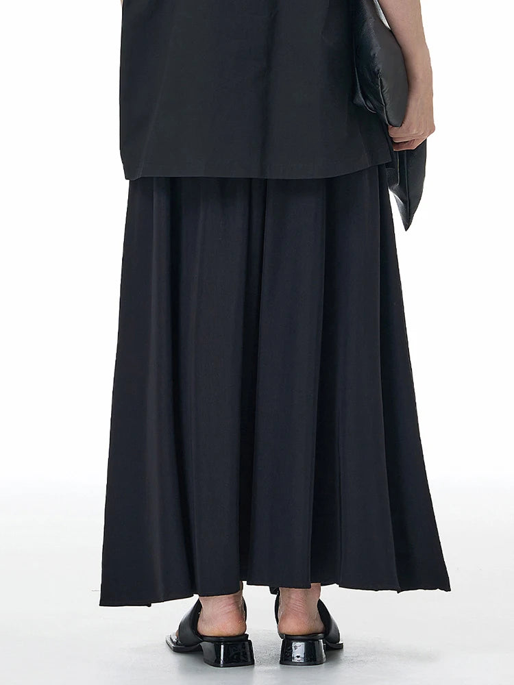 High Elastic Waist Black Appliques Spliced A-line Half-body Skirt Women Fashion Tide New Spring Autumn 2025 1DJ1502