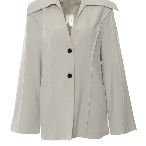 Load image into Gallery viewer, Women Gray Belted Pocket Elegant Big Size Blazer New V-neck Long Sleeve Jacket Fashion Tide Spring Autumn 2025 1DH7640
