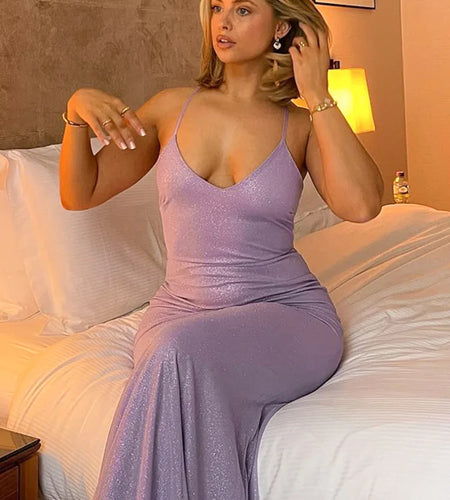 Spaghetti Strap Bow Backless Sexy Maxi Dress For Women Gown Elegant Draped Ruffled Bodycon Club Party Long Dress