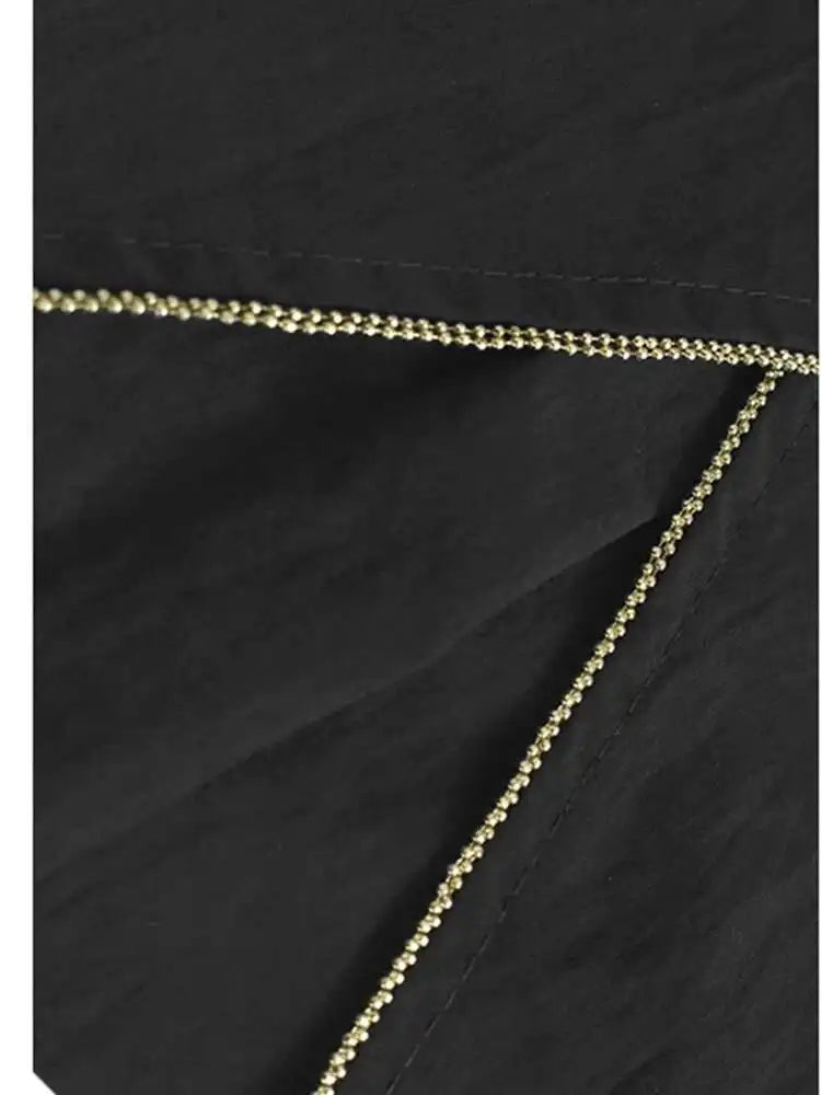 Women Black Color-block Irreuglar Pleat Big Size Shirt Dress New Lapel Long Sleeve Fashion Tide Spring Autumn 2025 1DH9804