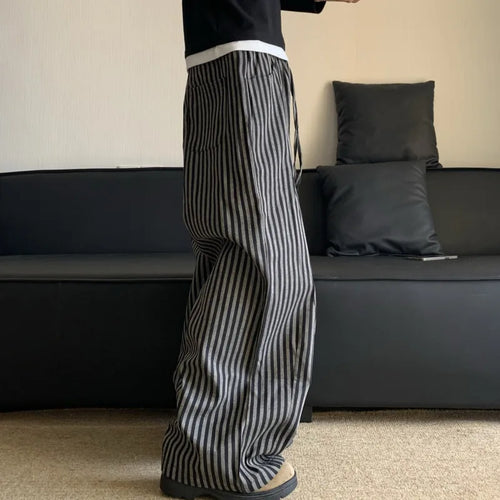 Load image into Gallery viewer, Loose Fit Vertical Stripe Men&#39;s Casual Pants Elastoc Waist American Style Male Fashion Trend 2024 Autumn new 24E2626
