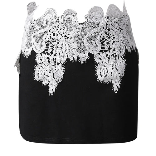 Load image into Gallery viewer, High Waist Black Lace Irregular Color-block Mini Half-body Skirt Women Fashion Tide New Spring Summer 2025 CPG3155
