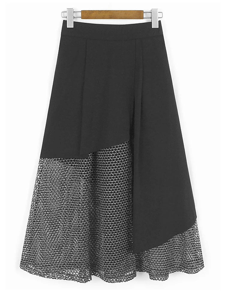 Black Vest Perspective Half-body Skirt Two Pieces Suit New V-Neck Sleeveless Women Fashion Tide Spring Autumn 2025 1DJ1102