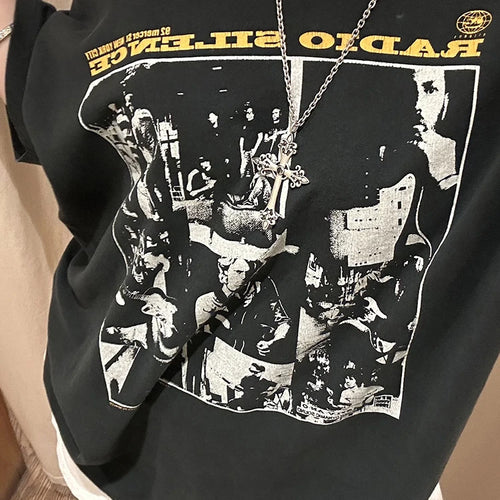 Load image into Gallery viewer, Print Rough Edges t-Shirt Women Slanted Shoulders Skinny Street Simple Classic Summer Trend Leisure Sexy Loose Daily Tops
