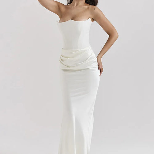 Load image into Gallery viewer, Summer New Waist Strapless Line Neck Long Dress Women Sexy Spicy Girl Elegant Backless Bodycon Party Club Evening Dress
