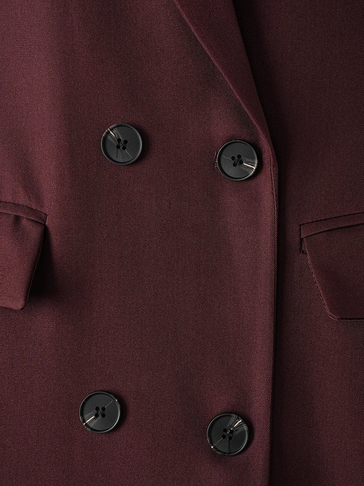 Women Red Color-block Big Size Long Elegant Blazer New Lapel Long Sleeve Jacket Fashion Tide Spring Autumn 2025 26C1609