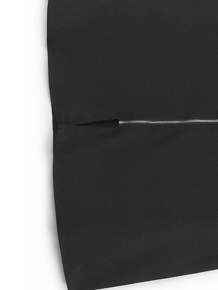 Women Black Zipper Pockets Spliced Big Size Midi Vest Dress New V-Neck Sleeveless Fashion Tide Spring Autumn 2025  1DJ1194