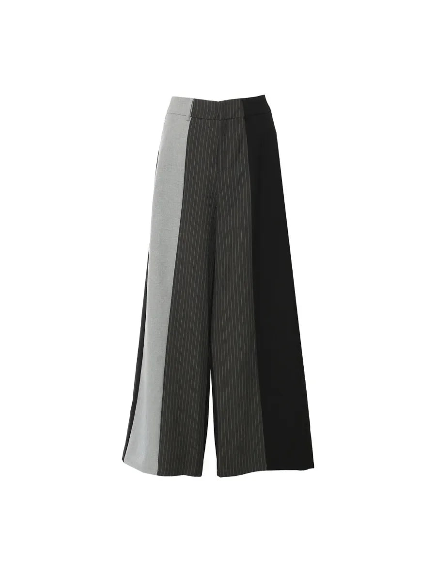 Hit Color Striped Loose Pant for Women High Waist Minimalist Wide Leg Pant Female Fashion Style Clothes