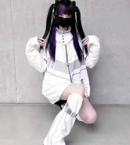 Japanese Oversized Hoodies Streetwear Vintage Contrast Coats Women Loose Y2k Aesthetic Jackets 2025 Casual Grunge Zipper Tops