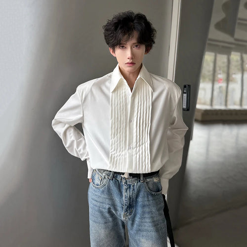 Load image into Gallery viewer, Men's Shirts Long Sleeve New Spring Fold Design Fashionable Turn-down Collar Male Single Breasted Clothing Spring 9W1756
