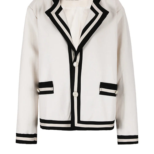 Load image into Gallery viewer, Women White Striped Big Size Elegant Blazer New Lapel Long Sleeve Loose Fit Jacket Fashion Tide Spring Autumn 2025 CPG0594
