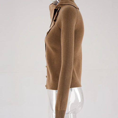 Load image into Gallery viewer, Brown Irregular Slim Knitting Sweater Turtleneck Long Sleeve Women Pullovers New Fashion Tide Spring Autumn 2025 CPDB243
