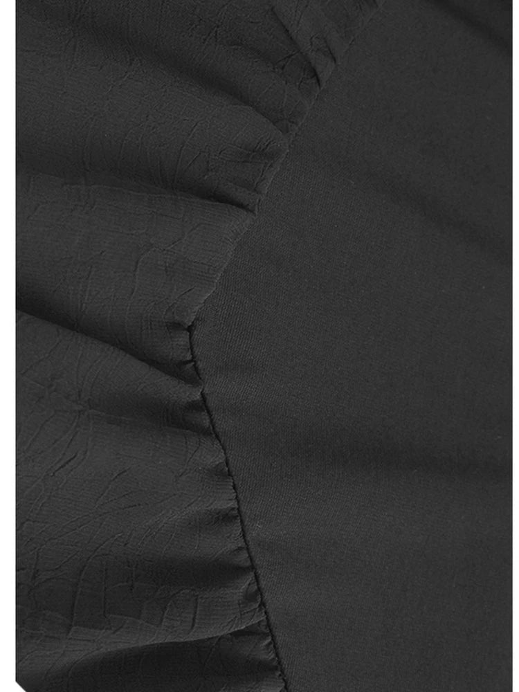 Women Black Flower Pearl Big Size Elegant Lace Midi Dress New V-Neck Short Sleeve Fashion Tide Spring Summer 2025 1DJ1419