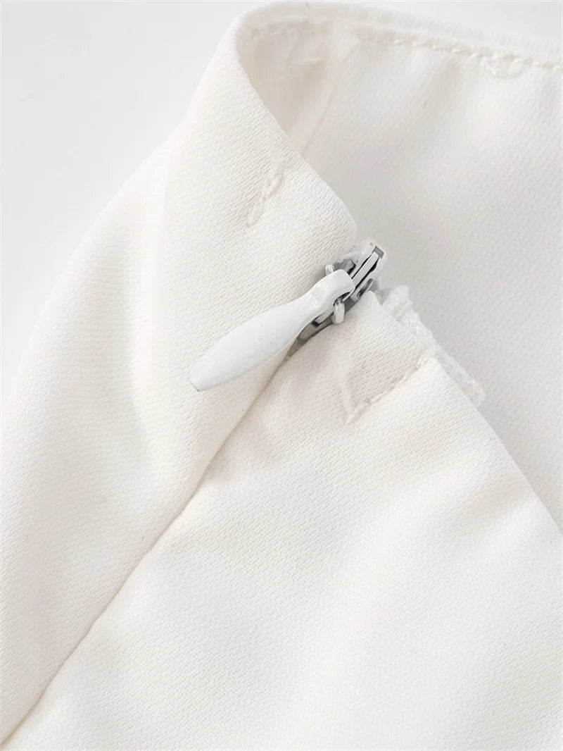 Halter Off-shoulder Backless Sexy Mini Dress Women White Hollow Out Strapless Lace-up A-line Club Dress Summer 2025