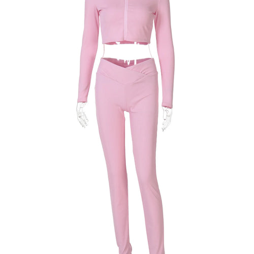 Load image into Gallery viewer, Women Casual 2 Pcs Sets Solid Turtleneck Long Sleeve Zipper Coat Pants 2024 Fall Y2K Tracksuits Streetwear Vacation
