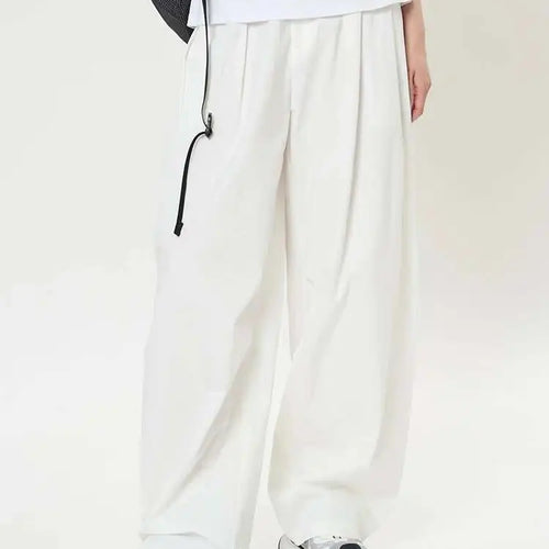 Load image into Gallery viewer, High Waist Brown 100% Cotton Pleated Long Wide Leg Pants New Trousers Women Fashion Tide Spring Autumn 2025 1DH9984
