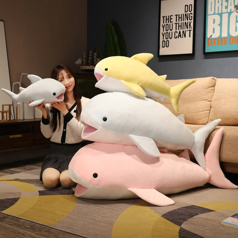 55/70/120cm Creative Giant Whale Plush Toys Cute Soft Lying Shark Pillow Sleeping Cushion Stuffed Animal Dolls for Children Kids