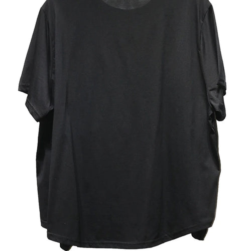 Load image into Gallery viewer, Women Black Ruffles Irregular Big Size Casual T-shirt New Round Neck Short Sleeve Fashion Tide Spring Summer 2025 1DJ0484
