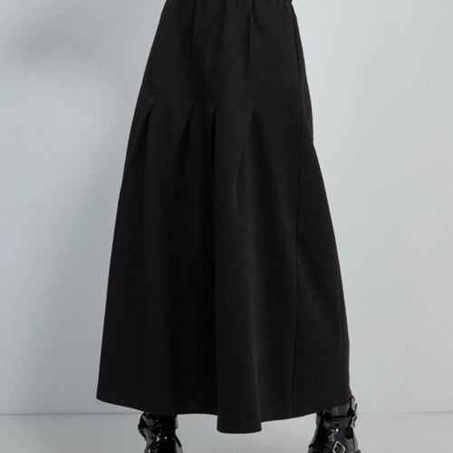 Load image into Gallery viewer, High Elastic Waist Black Brief Pleated Spliced A-line Half-body Skirt Women Fashion Tide New Spring Autumn 2025 1DJ0965
