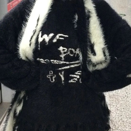 Load image into Gallery viewer, Loose Mohair Pullover Women Y2k Aesthetic Knitted Punk Letter Vintage Sweater Sueter Mujer Harajuku Grunge Pull Femme Top Jumper
