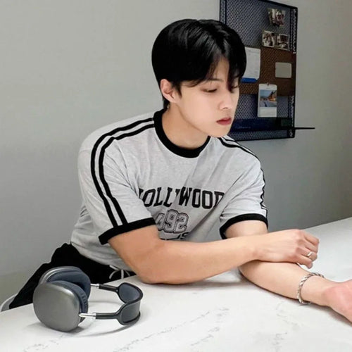 Load image into Gallery viewer, Men's Short Sleeve T-shirts New Summer Contrast Color Design Round Neck Fashion Loose Letter Print Korean Trendy Top 9W1627
