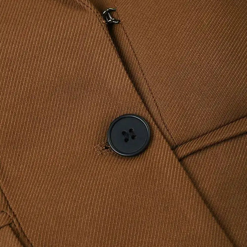 Load image into Gallery viewer, Women Brown Hem Pleated Irregular Elegant Slim Blazer New Lapel Long Sleeve Jacket Fashion Tide Spring Autumn 2025 7AB1120
