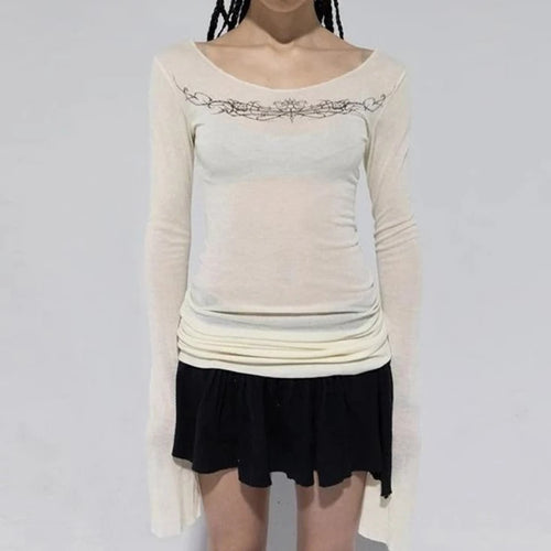 Load image into Gallery viewer, 2025 Y2k Aesthetic Creamy-white Women Sexy T-shirt Vintage Printing Streetwear Grunge Tshirts Harajuku Bodycon Gothic Tees Femme
