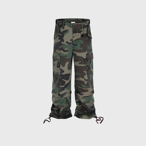 Load image into Gallery viewer, High Street Men&#39;s Casual Pants Camouflage Drawstring Detachable Big Pockets Cargo Trousers Straight Leg Male Bottom 9C9251
