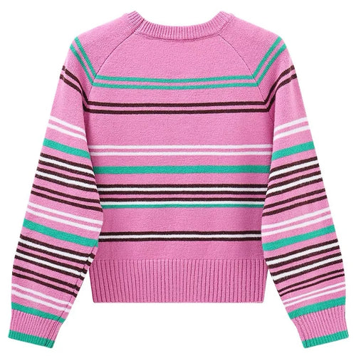 Load image into Gallery viewer, Kawaii Cartoon Girl Embroidery Knitted Pullover Sweater Women All Match Striped Sweater Jackets C-185
