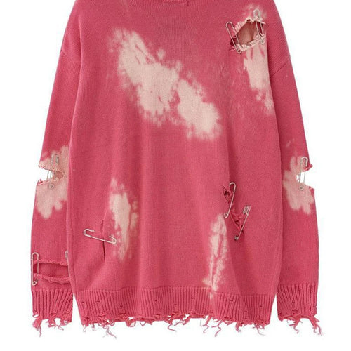 Load image into Gallery viewer, Holes Big Size Knitting Sweater Round Neck Long Sleeve Women Pullovers New Fashion Tide Spring Autumn 2025 1DH9795
