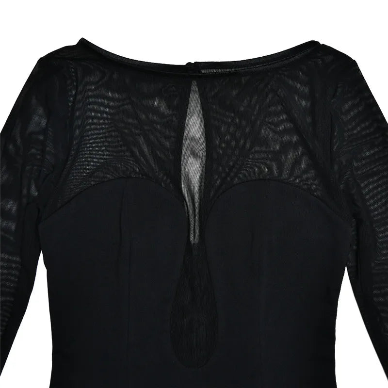 Elegant Strapless Sexy Midi Dress For Women Fashion Sheer Long Sleeve Backless Split Bodycon Club Party Sexy Long Dress