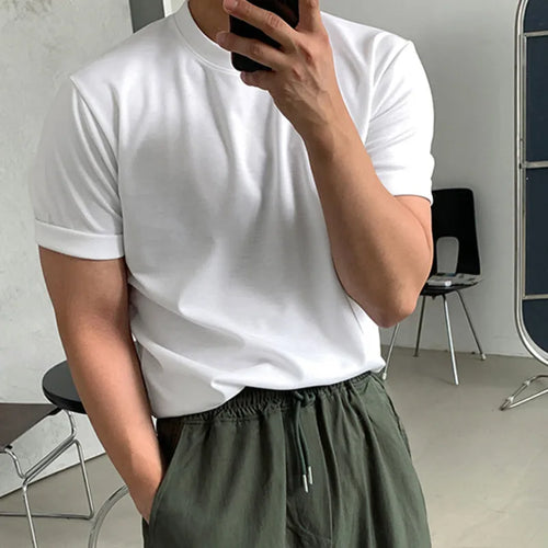 Load image into Gallery viewer, Simple Men&#39;s Causal T-shirts Heavy Short Sleeve Round Neck Solid Color Male Loose Clothing Summer Fashion 9C6337
