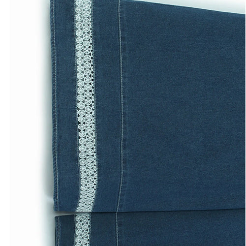 Load image into Gallery viewer, High Waist Blue Lace Hollow Out Denim Long Wide Leg Jeans New Women Trousers Fashion Tide Spring Autumn 2025 1DH9655
