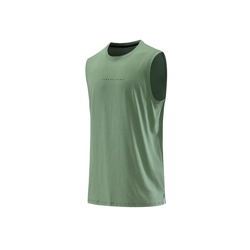 Mens Running Tank Tops Gym Fitness Wear Training Weight Vest Sports Sleeveless Shirt Basketball Football Pure Cotton Clothing