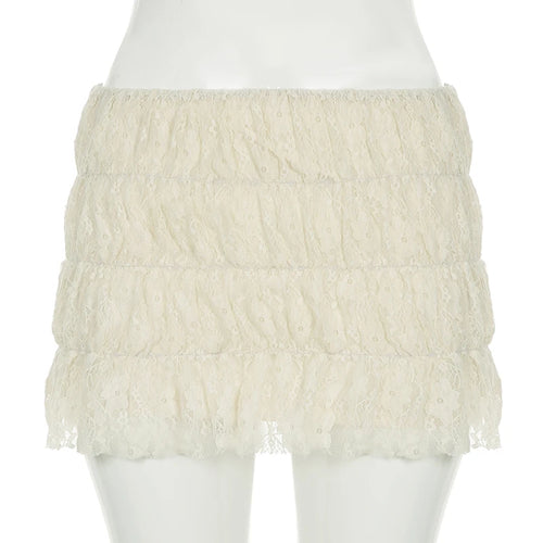 Load image into Gallery viewer, Holiday Fashion Folds Tiered Mini Lace Skirts Women‘s Cute Summer Low Waist Bottoms Y2K Aesthetics Beach Hottie Skirt

