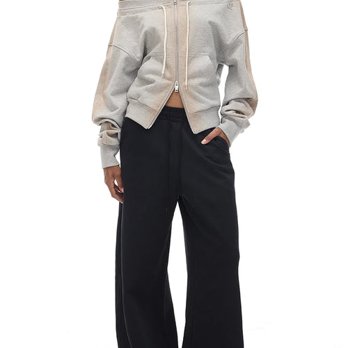 Load image into Gallery viewer, Solid Spliced Zipper Sweatershirts For Women Slash Neck Long Sleeve Patchwork Lace Up Top Female Fashion Style New
