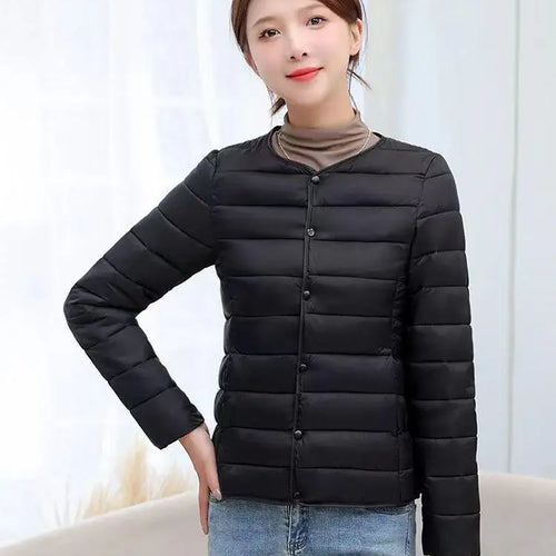 Load image into Gallery viewer, Korean Fashion Women Long Sleeve Solid Down Cotton Coat 2024 New Autumn Winter Ladies Single Breasted Warm Short Jacket Trendy
