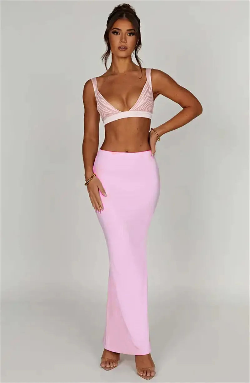 Thickened Fabric Sexy Maxi Skirt Women 2023 Autumn Winter New Solid High Waist Skinny Club Party Long Skirt Elegant