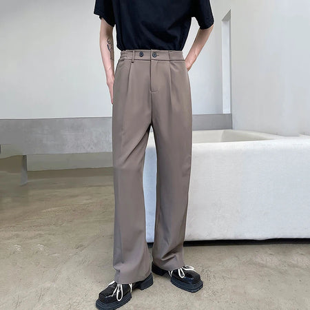 Men's Casual Suit Pants Korean Style Simple Versatile Straight Leg Fashion Summer Trousers Stylish Clothing 9C5751