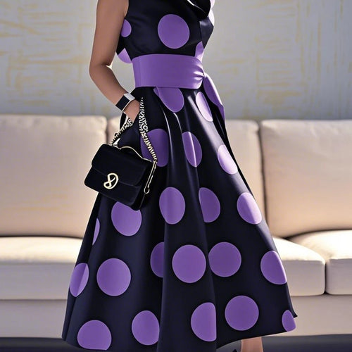 Load image into Gallery viewer, Women&#39;s Elegant Polka-dot Maxi Dresses 2025 Summer Dress Tied Waist  A-line Long Dress for Woman Clothing Party Dresses
