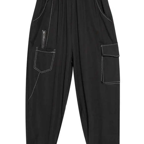 Load image into Gallery viewer, High Elastic Waist Black Color-block Long Harem Pants New Loose Fit Trousers Women Fashion Tide Spring Summer 2025 1DF8821
