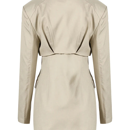 Load image into Gallery viewer, Loose Fit Khaki Two Ways Wear Irregular Jacket New Lapel Long Sleeve Women Coat Fashion Tide Spring Autumn 2025 1DE7081
