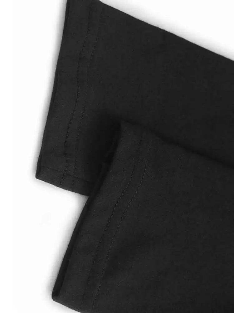 Women Black Mesh Ruffles Spliced Big Size Midi Dress New Round Neck Long Sleeve Fashion Tide Spring Autumn 2025 1DH7180