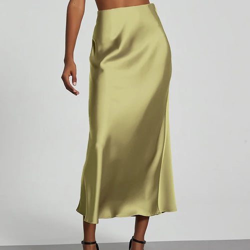 Load image into Gallery viewer, Fashion Satin Party Long Skirt High Waist Solid Color Casual Basic Women Skirts Fishtail Skirt Chic Summer Woman Clothing 2025
