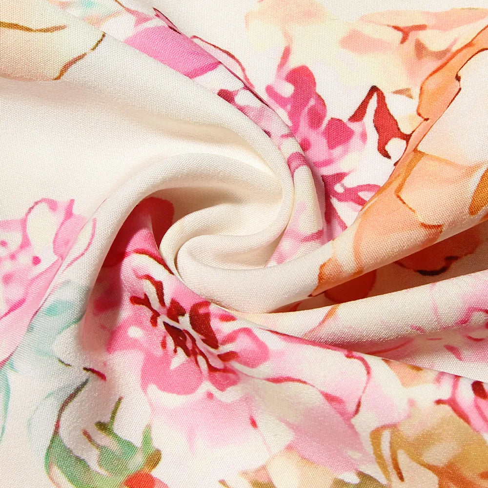 Summer Ruffle Hems Elegant Party Dresses 2024 Causal Floral Print Fit and Flare Dress with Pocket Women Midi Dress