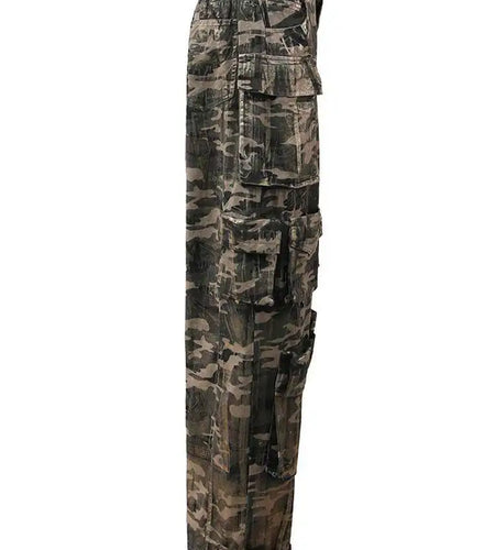 High Waist Gold Color Pockets Vintage Cargo Pants New Loose Fit Trousers Women Fashion Tide Spring Autumn 2025 1DH3900