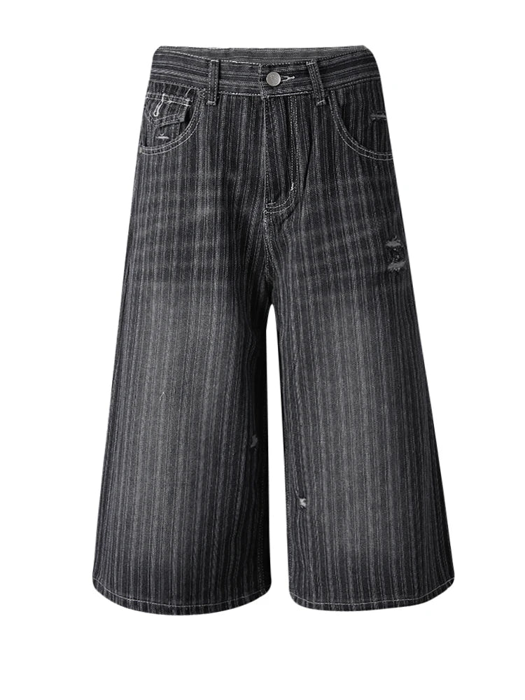 High Waist Black Denim Casual Wide Leg Calf-Length Jeans New Women Trousers Fashion Tide Spring Autumn 2025 CPG3269