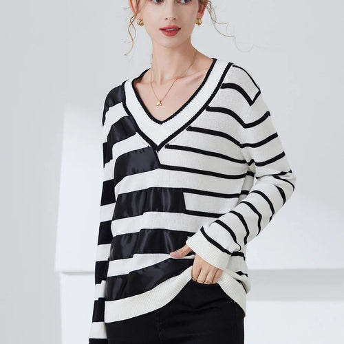 Load image into Gallery viewer, Punk Gothic Unisex Sweater Fall Winter Women Striped Cool Jumper Loose Rock Thin Dark Streetwear Top  C-132
