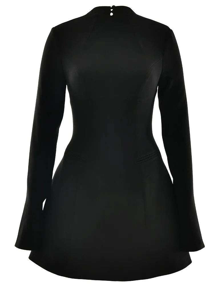 Elegant Long Sleeved Bodycon Women Dress Sexy Slim Backless Mini Vestido Autumn And Winter New 2025 Party Evening Dress